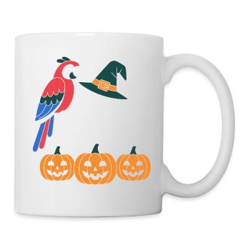Kürbisgeist und Papagei Halloween - Tasse - Weiß - Rechts
