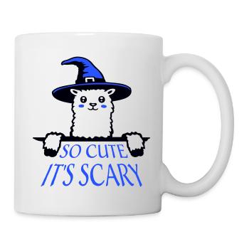 So cute it's scary llama witch hat Halloween saying - Mug - white - Right