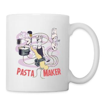 Die Nudelmaschine - Retro Italienischer kulinarischer Feinschmecker - Tasse - Weiß - Rechts