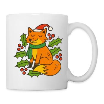 Urlaubsfuchs in Schal und Mütze - Tasse - Weiß - Rechts
