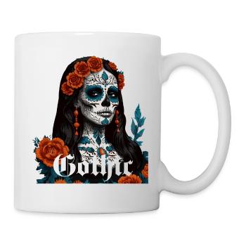 Sugar Skull Queen mit floralem Heiligenschein - Tasse - Weiß - Rechts