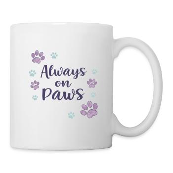 Immer auf den Pfoten Lila Fußabdrücke - Tasse - Weiß - Rechts