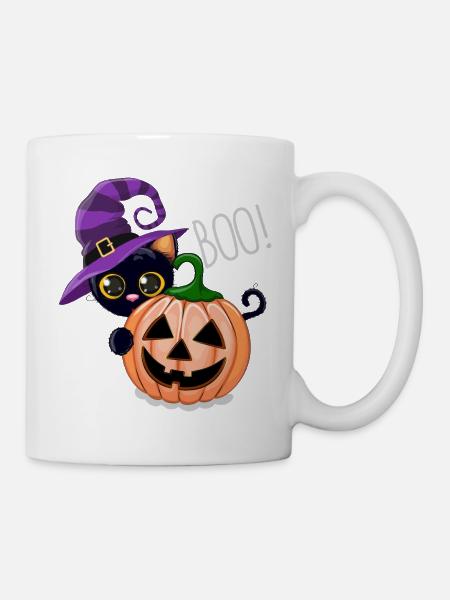 Pumpkin Boo Hexenkatze - Tasse - Weiß