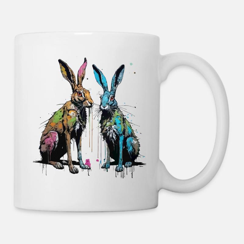 Deux lapins de street art - Mug blanc - blanc