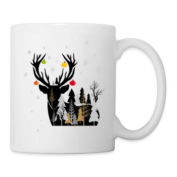 Winterwald mit Rentier  - Tasse - Weiß - Rechts