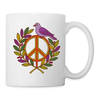 Lebendiger Friedensvogel Blumenkranz - Tasse - Weiß - Rechts