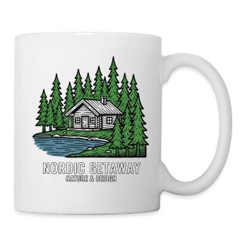 Norwegische Hütte im Kiefernwald - Tasse - Weiß - Rechts