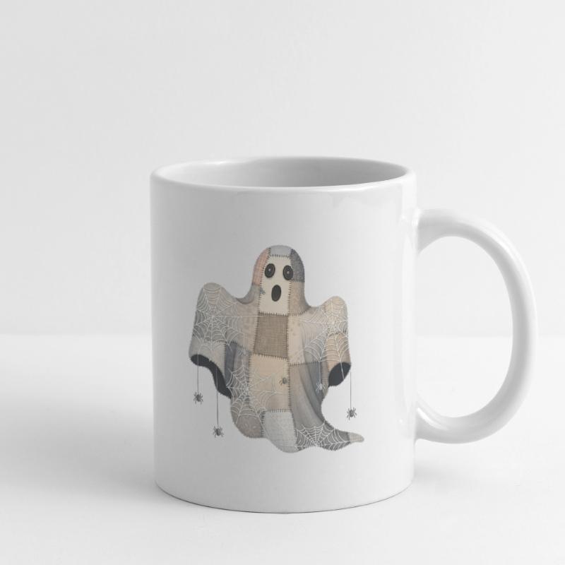 Patchwork Ghost with Spider Webs Mug