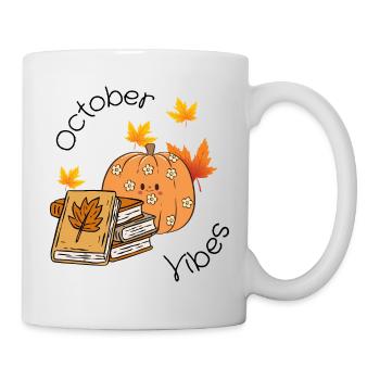 October Vibes – Herbst & Halloween Shirt - Tasse - Weiß - Rechts