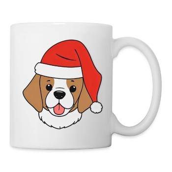 Hund mit Weihnachtsmütze - Tasse - Weiß - Rechts