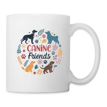 Flowery Canine Friends in a Circle - Mug - white - Right
