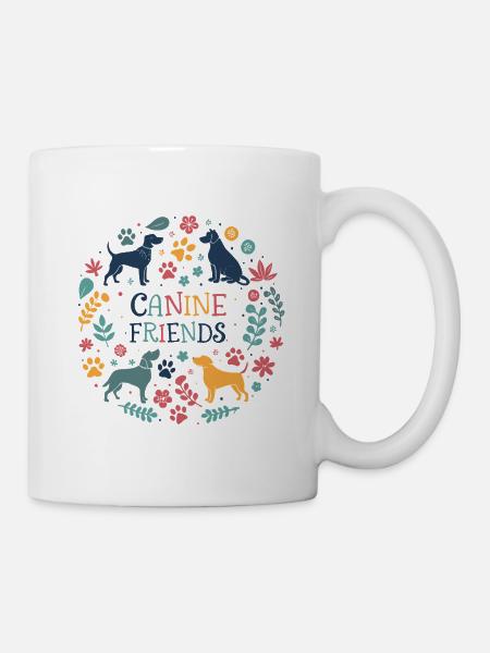 Hundefreunde in bunter Krone - Tasse - Weiß