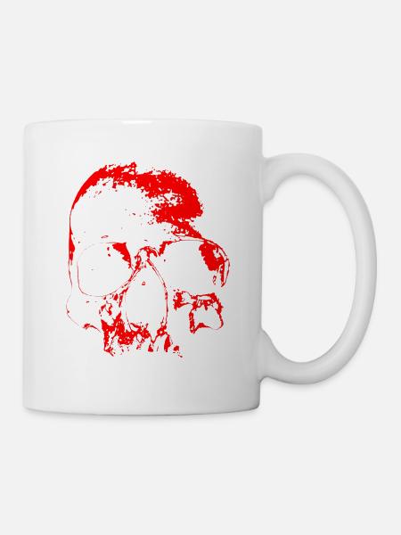 Roter Schädel Kontrast - Tasse - Weiß