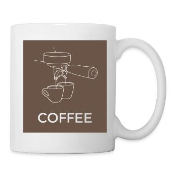 Kaffeemaschine Linienkunst Kaffee - Tasse - Weiß - Rechts
