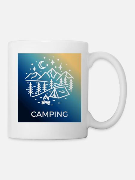Nacht Wald Camping Zelten - Tasse - Weiß