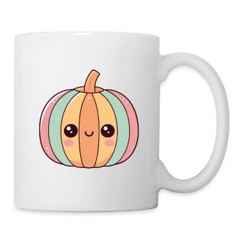 Kawaii Pastell Kürbis lächelndes Gesicht - Tasse - Weiß - Rechts