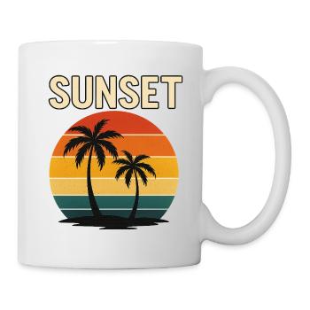 Sunset Palm Retro Glow - Mug blanc - blanc - Droite