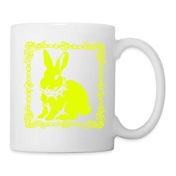 Neon yellow bunny in baroque frame - Mug - white - Right