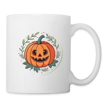 Pumpkin Halloween Floral Circle - Mug - white - Right