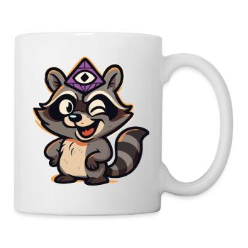 Happy little racoon - Tasse - Weiß - Rechts