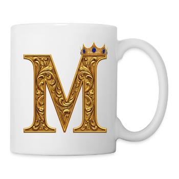 Monogramme M doré baroque - Mug blanc - blanc - Droite