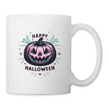 Pink Neon Halloween Kürbis - Tasse - Weiß - Rechts