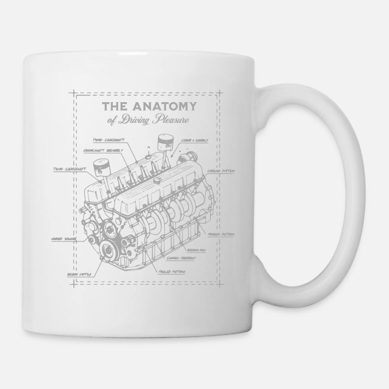 Anatomy of a car engine blueprint - Mug - white