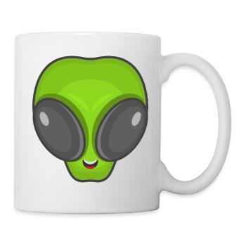 Grüner Alien Kopf - Tasse - Weiß - Rechts