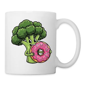 Sweet Broccoli Cartoon Donut Dessert Vegetables - Mug - white - Right