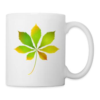 Glowing Chestnut Leaf – Autumnal Nature Motif - Mug - white - Right