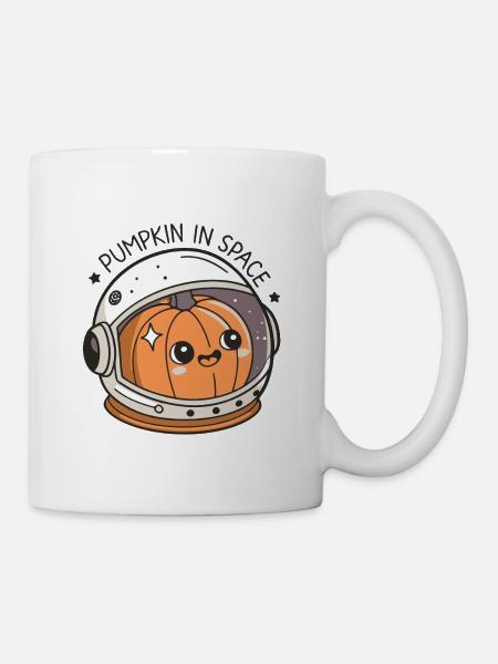 Kürbis-Astronaut im All - Tasse - Weiß