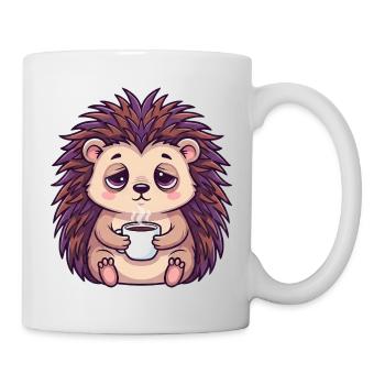 Süßer Igel Kaffee Koffein Cartoon Büroarbeiter - Tasse - Weiß - Rechts