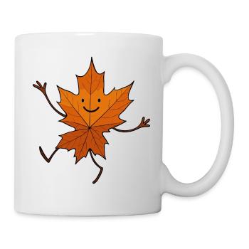Comic Leaf Leaf Dancing Woodland Fall Maple - Mug - white - Right
