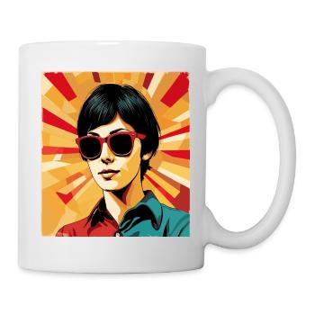 Retro Girl Pop Art Stil – Cooles Vintage Design - Tasse - Weiß - Rechts