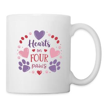 Herzen auf vier Pfoten - Tasse - Weiß - Rechts