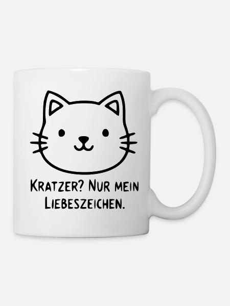 Lustige Katze | Kratzer als Liebeszeichen - Tasse - Weiß