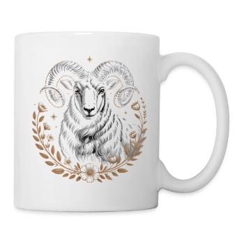 Widder Sternzeichen Mit Blumen Und Sternen - Tasse - Weiß - Rechts