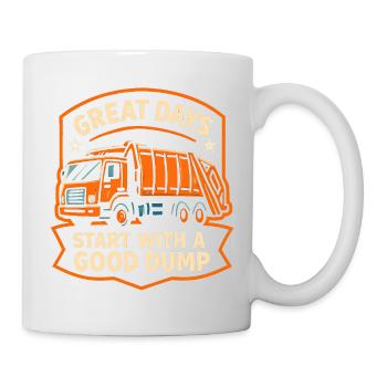 Les belles journées commencent avec un bon camion à ordures - Mug blanc - blanc - Droite