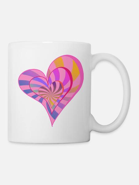 Conception esthétique de coeur en couches colorées - Mug blanc - blanc