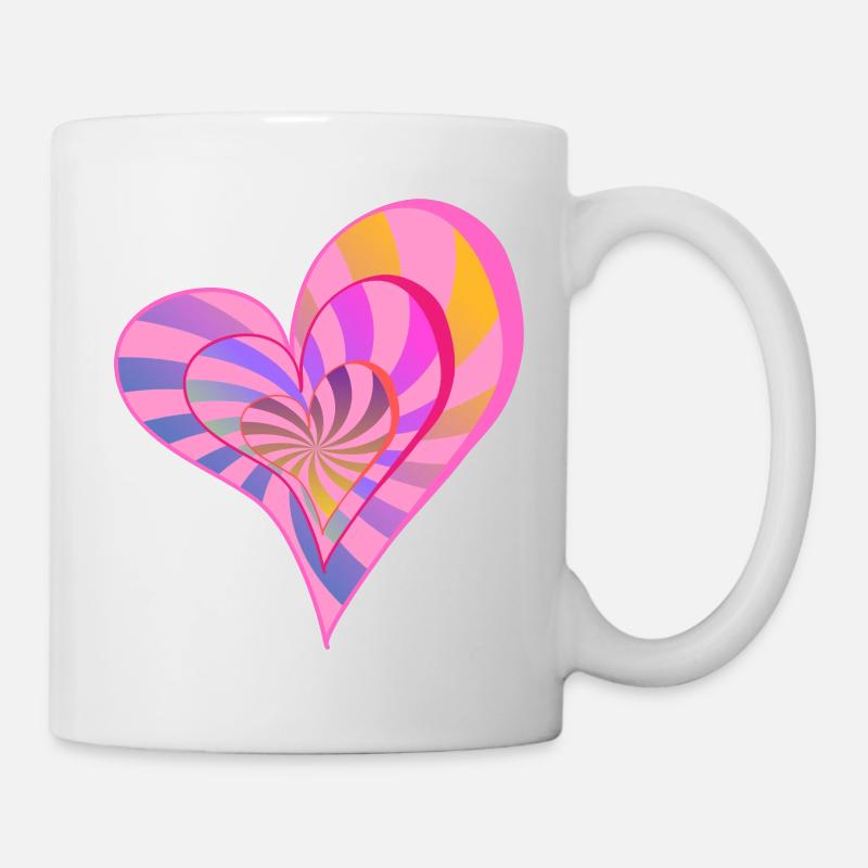 Colorful Layered Heart Aesthetic Design - Mug - white