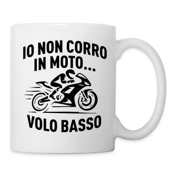 T-shirt moto – « Je ne fais pas de course de motos, je vole bas » - Mug blanc - blanc - Droite