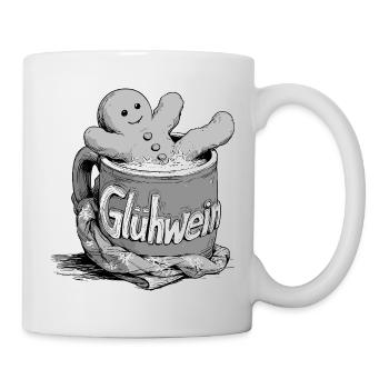 Glühwein Keks Mug Illustration Lebkuchenmann - Tasse - Weiß - Rechts