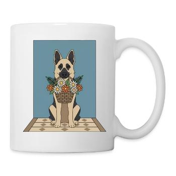 Corbeille de fleurs chien : Berger allemand - Mug blanc - blanc - Droite