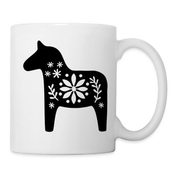 Scandinavian Dala Horse – Nordic Folk Art Design - Mug - white - Right