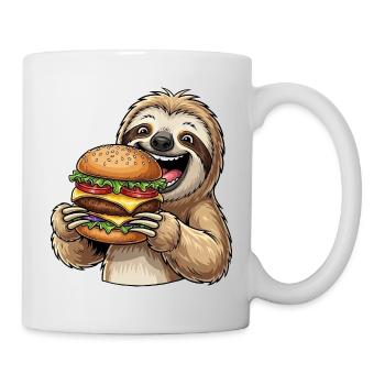 Cute Sloth Fast Food Burger Cheeseburger - Mug - white - Right