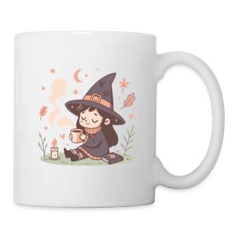 Sorcière douillette et tasse fumante - Mug blanc - blanc - Droite