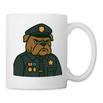Bulldogge Offizier Abzeichen T-Shirt - Tasse - Weiß - Rechts