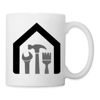 Haus & Handwerk – Hammer Schraubenschlüssel Pinsel - Tasse - Weiß - Rechts