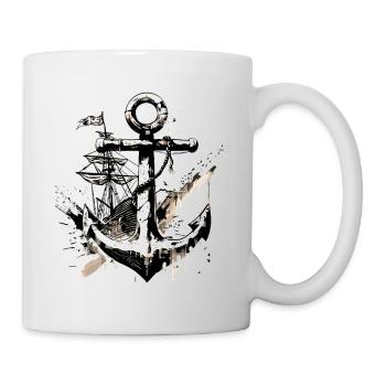 anchor ship sailing ship art sailor seaman - Mug - white - Right
