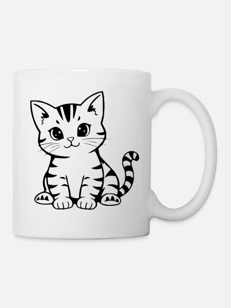 Katze Kätzchen Katzenshirt Katzen T-shirt Geschenk - Tasse - Weiß